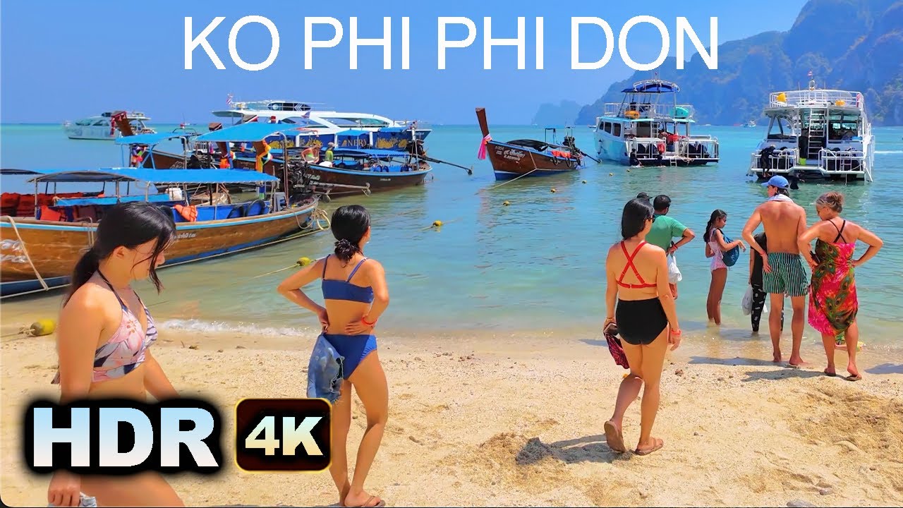 HDR 4K //  Ko Phi Phi Don  Hotels and Restaurants Tour  Phi Phi Islands Krabi  -  Virtual Thailand