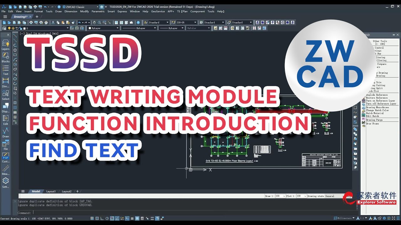 TSSD Software：Fast, Batch, Automatic Find Text in ZWCAD(part 30)#tutorial