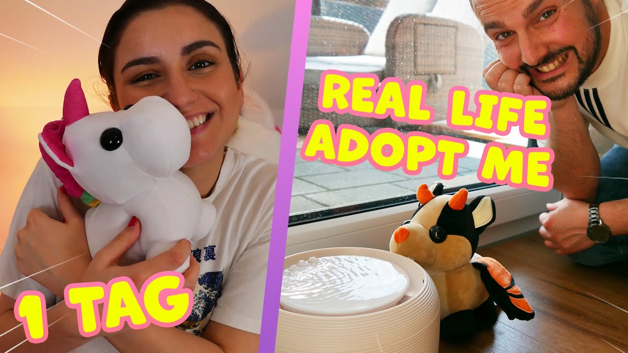 Wir spielen 1 TAG REAL LIFE ADOPT ME! Kaan + Dania kümmern sich um Einhorn & Drache!