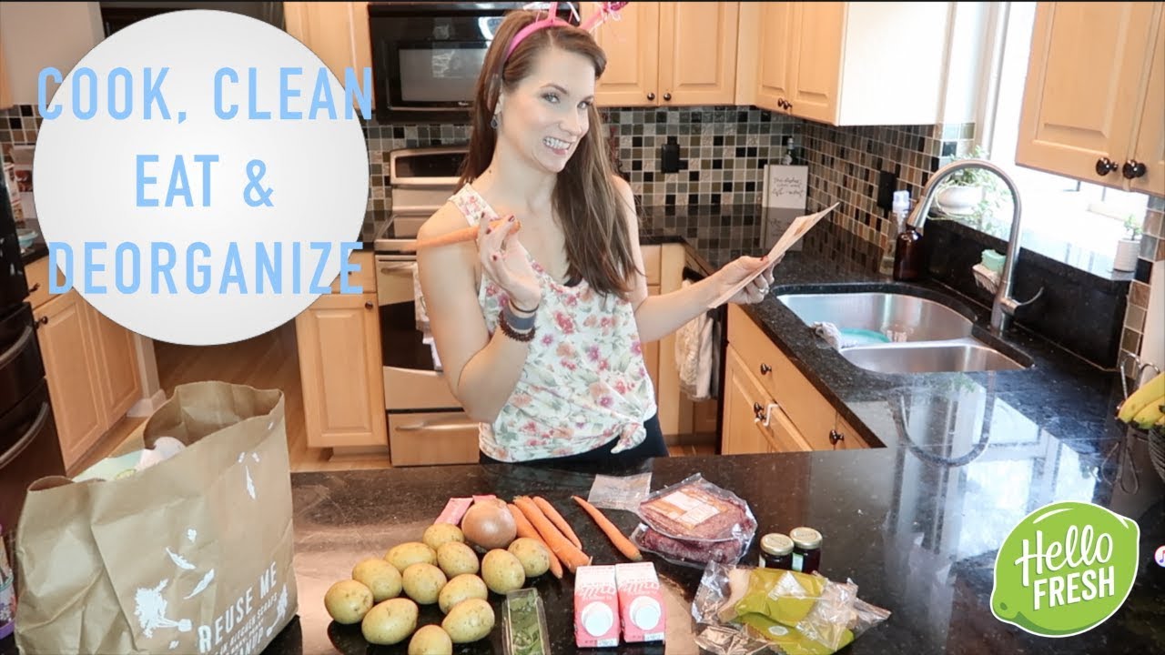 Cook, Clean, Eat, & De-Organize With Me! Delicious Dinner + Mukbang + Kitchen Declutter!