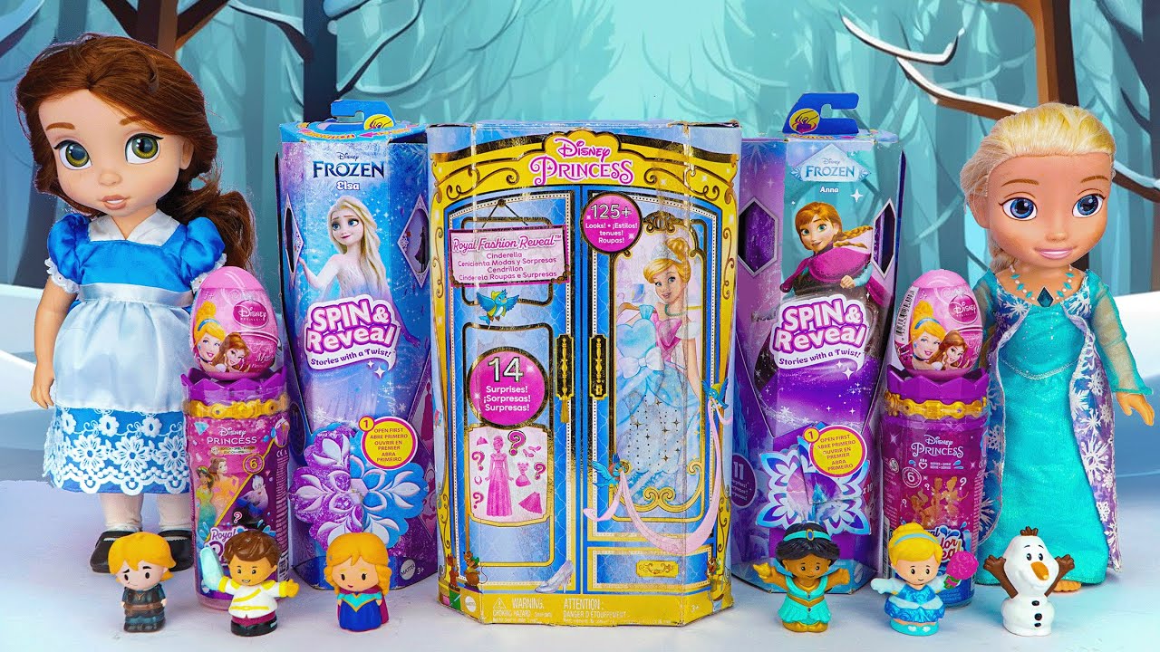 Unboxing Disney Princess Spin & Reveal Toys | Surprise Dolls Toy: Elsa, Anna | Royal Fashion Reveal