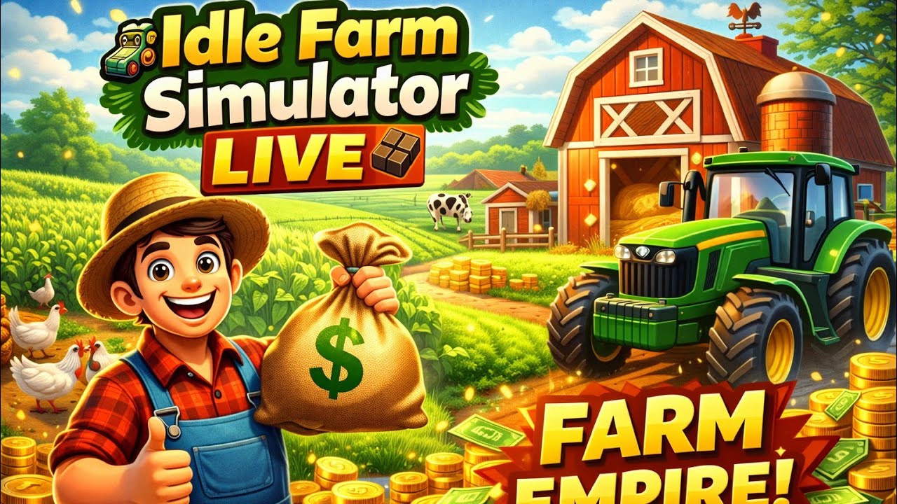 Title🚜 Idle Farm Simulator LIVE | Small Farm → Rich Farmer! 💰