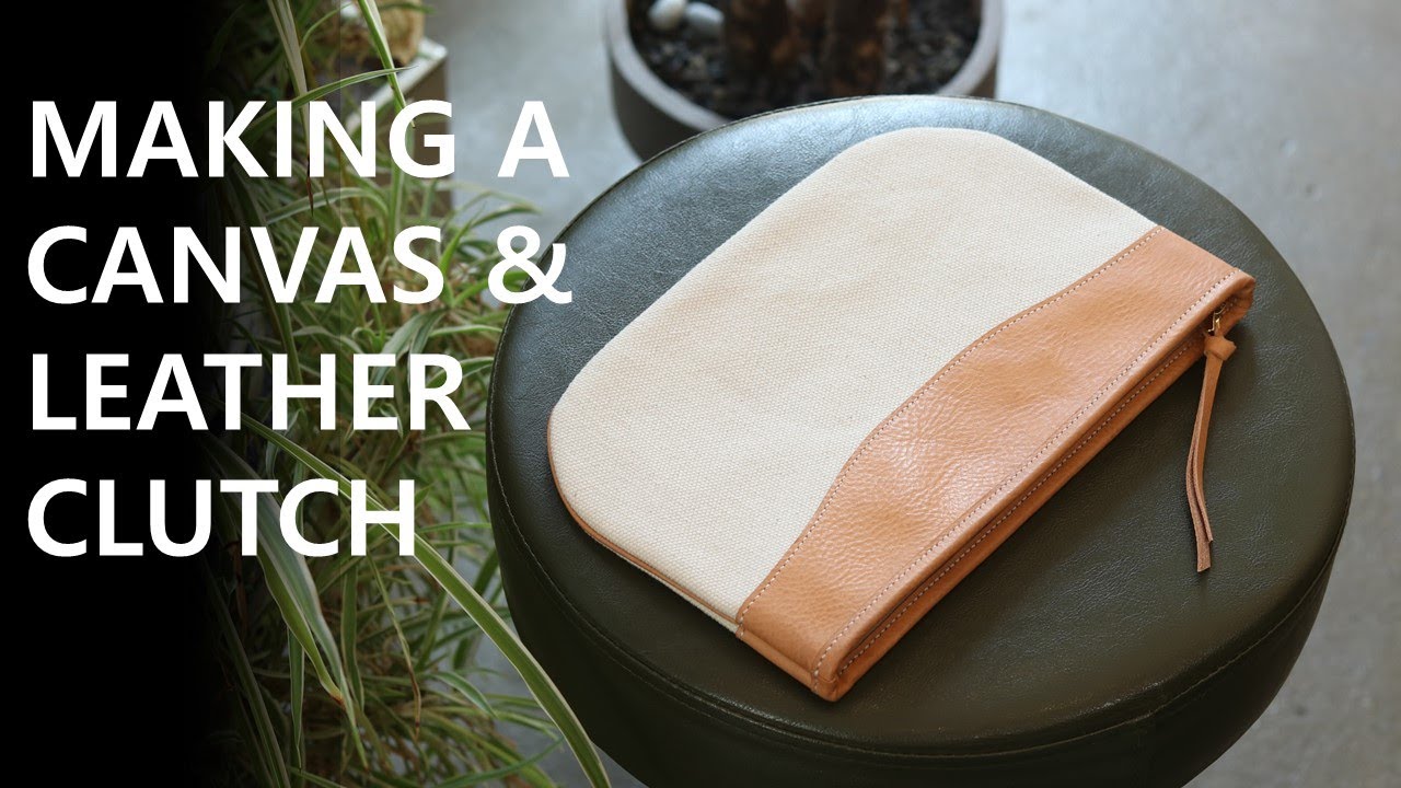 [가죽공예] 캔버스&가죽 클러치 만들기 / Making a canvas & leather clutch / leather craft
