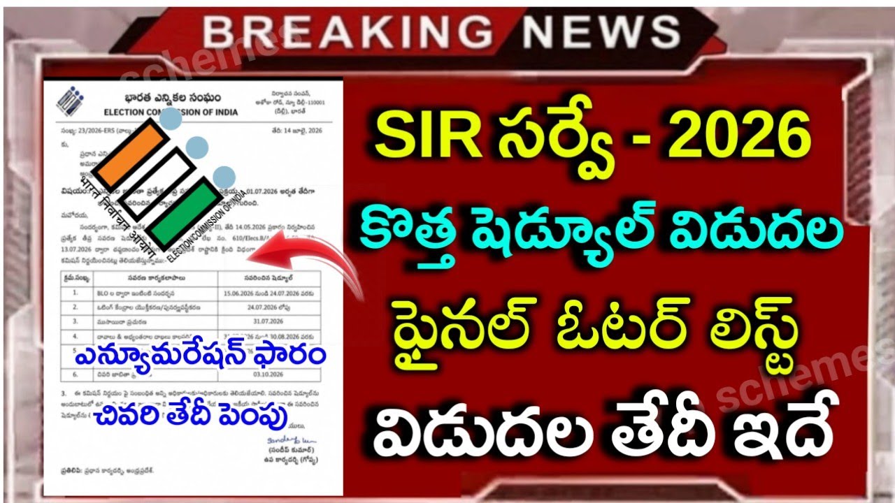 SIR సర్వే గడువు పెంపు - కొత్త షెడ్యూల్ విడుదల|SIR-2026 new schedule date|SIR - 2026 final Voter list