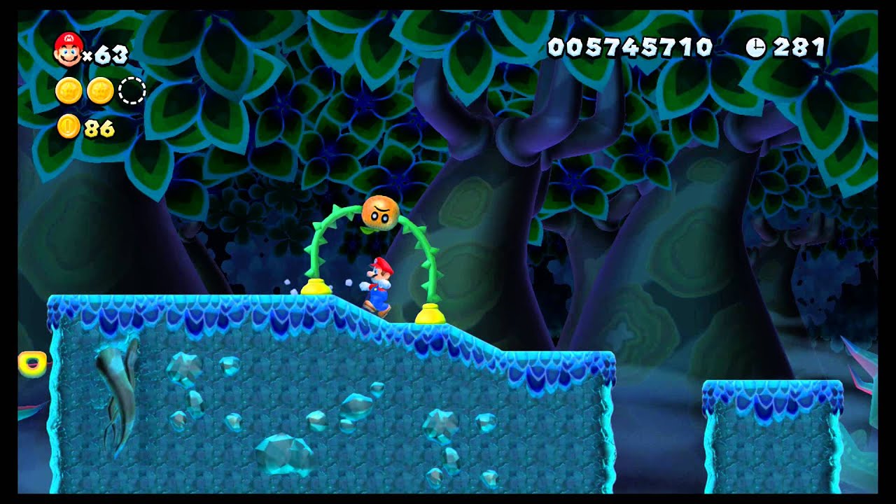 [WiiU] New Super Mario Bros U Mundo 5 (Jungla Sirope) Nivel 3 (El oscuro bosque de los Espinarcos)