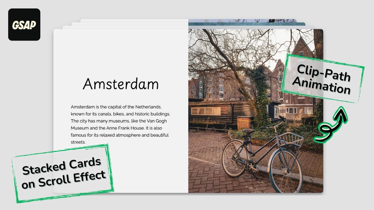 GSAP Scroll Animation: Stacked Cards with Clip-Path | ScrollTrigger & ScrollSmoother #gsap