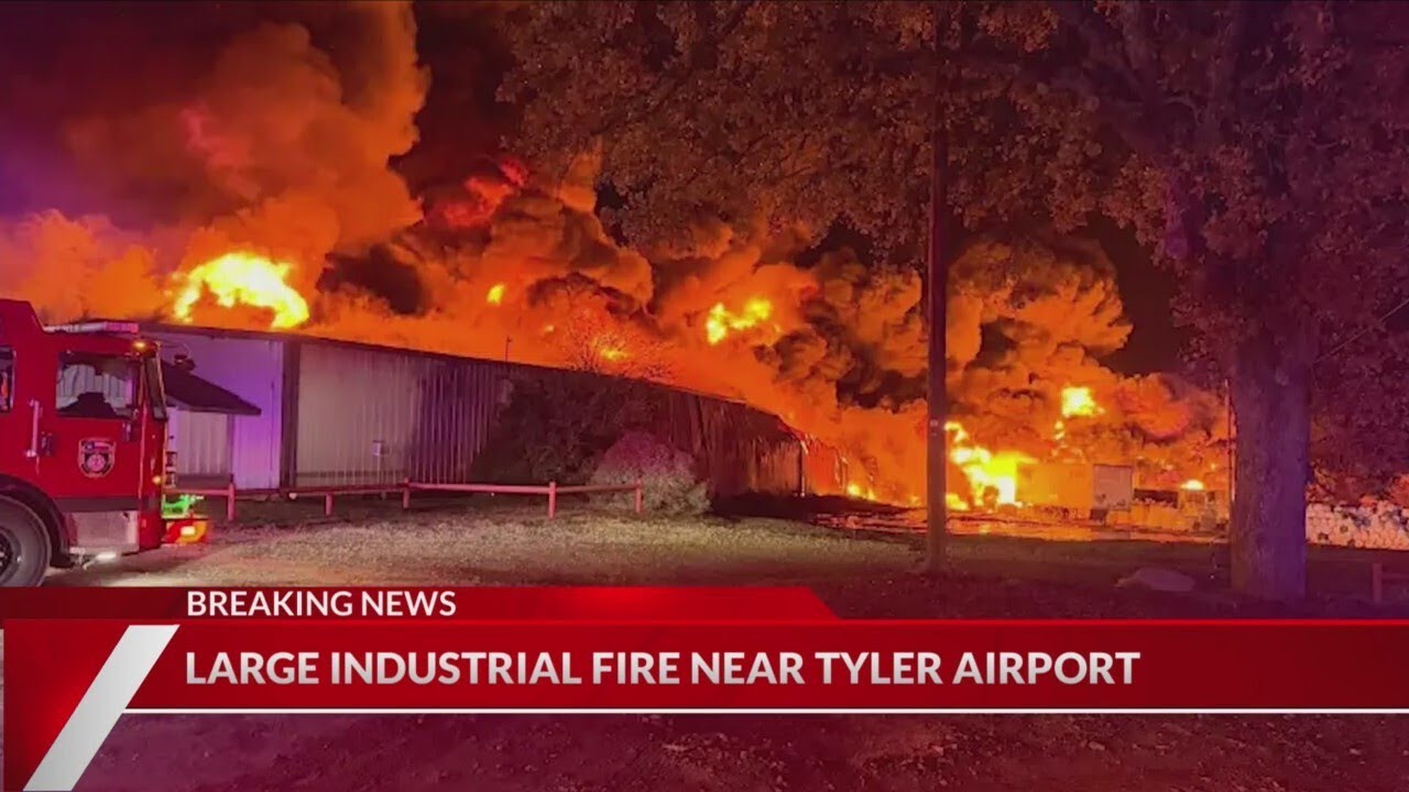 Industrial fire prompts evacuations near Tyler Pounds airport