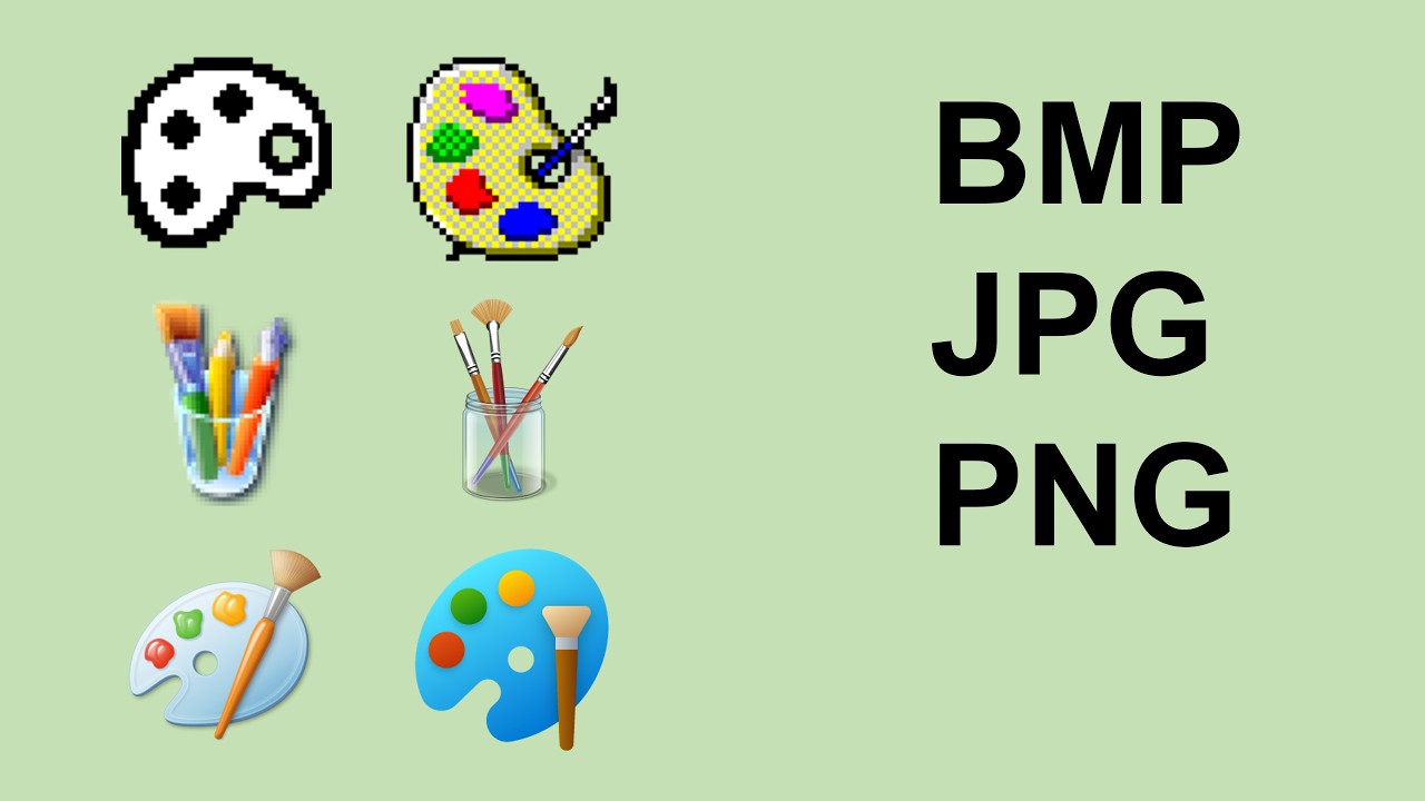 What formats do different versions of MS Paint save as?