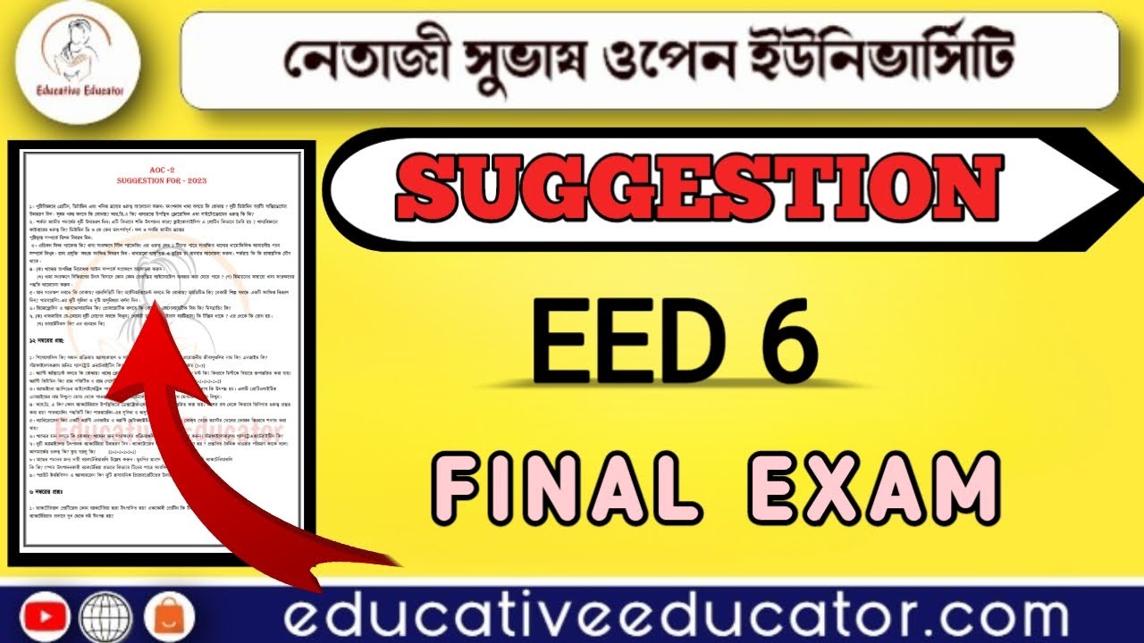 FINAL Exam Suggestion 2023/ BDP EED 6