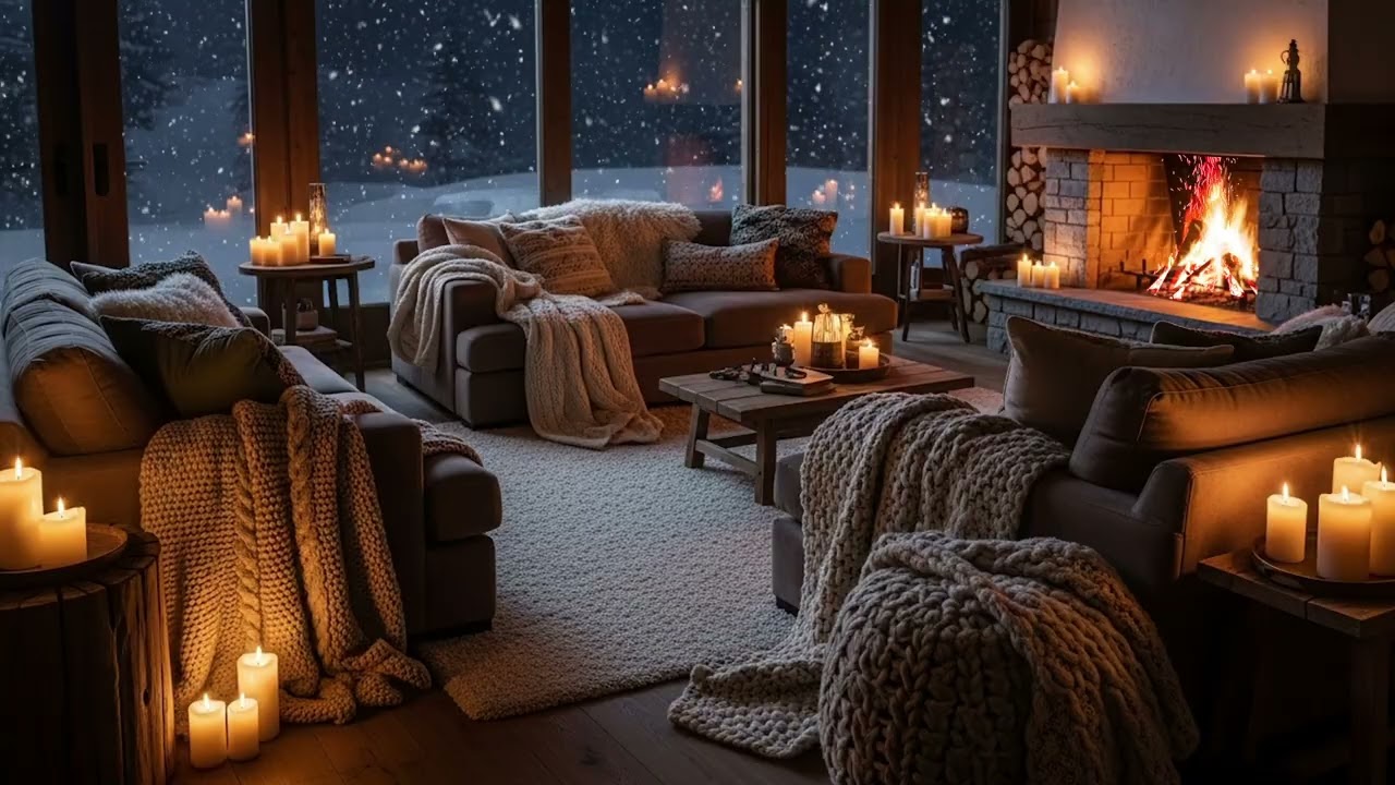 Quiet Night Piano by the Fire 🔥🎹 | Cozy Sleep Music, Anxiety Relief & Focus