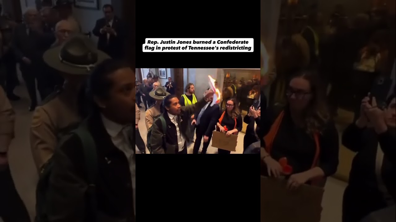 Rep. Justin Jones burned a Confederate flag in protest of Republicans redrawing congressional maps.