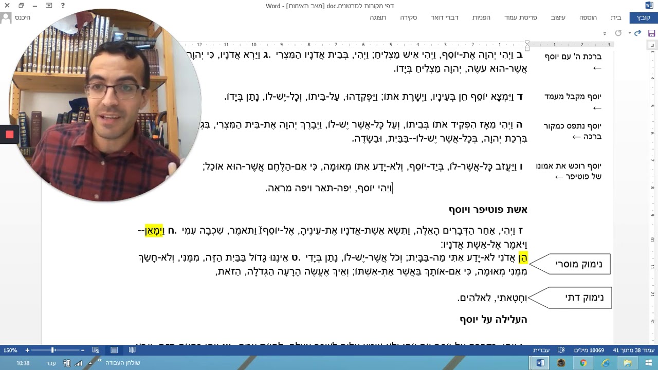 בראשית  פרק לט  יוסף בבית פוטיפר