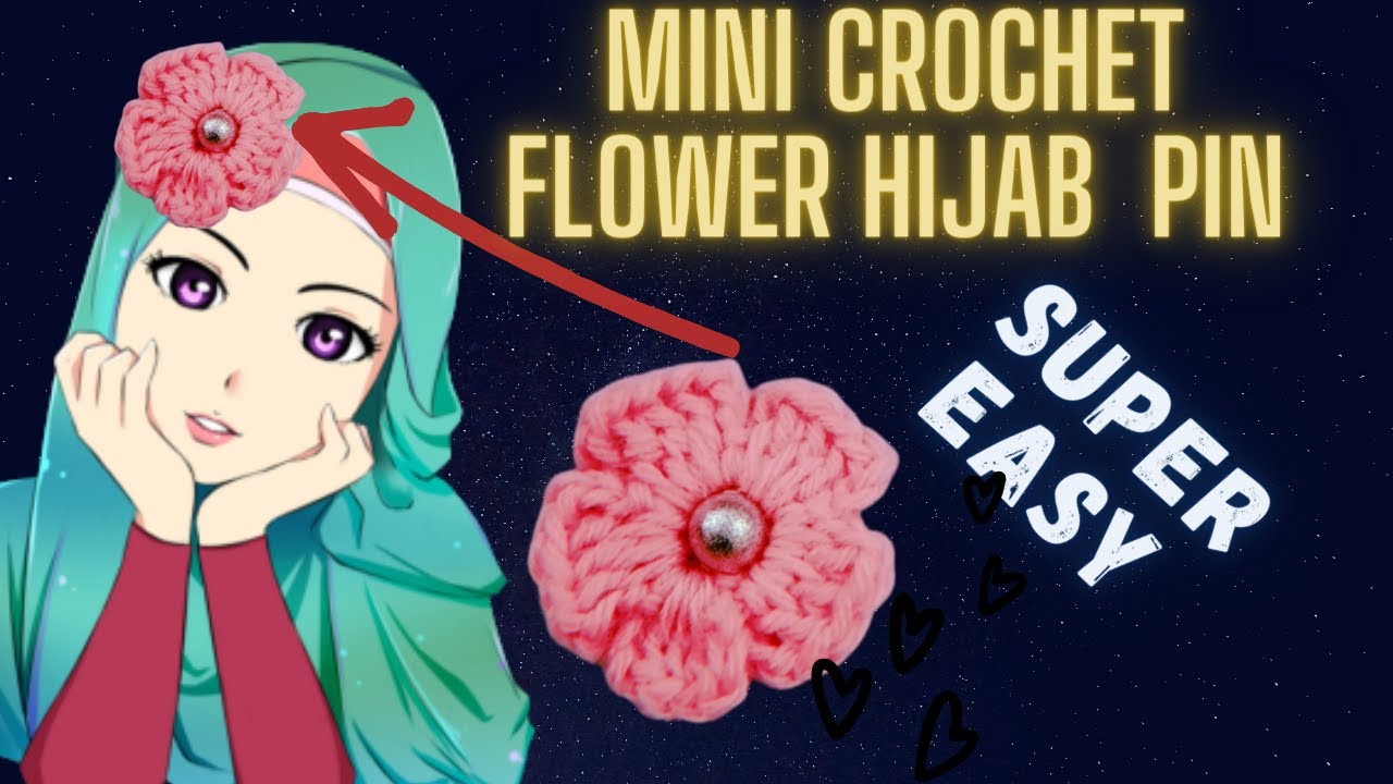 Simple & easy crochet flower||flower hijab pin||using double crochet