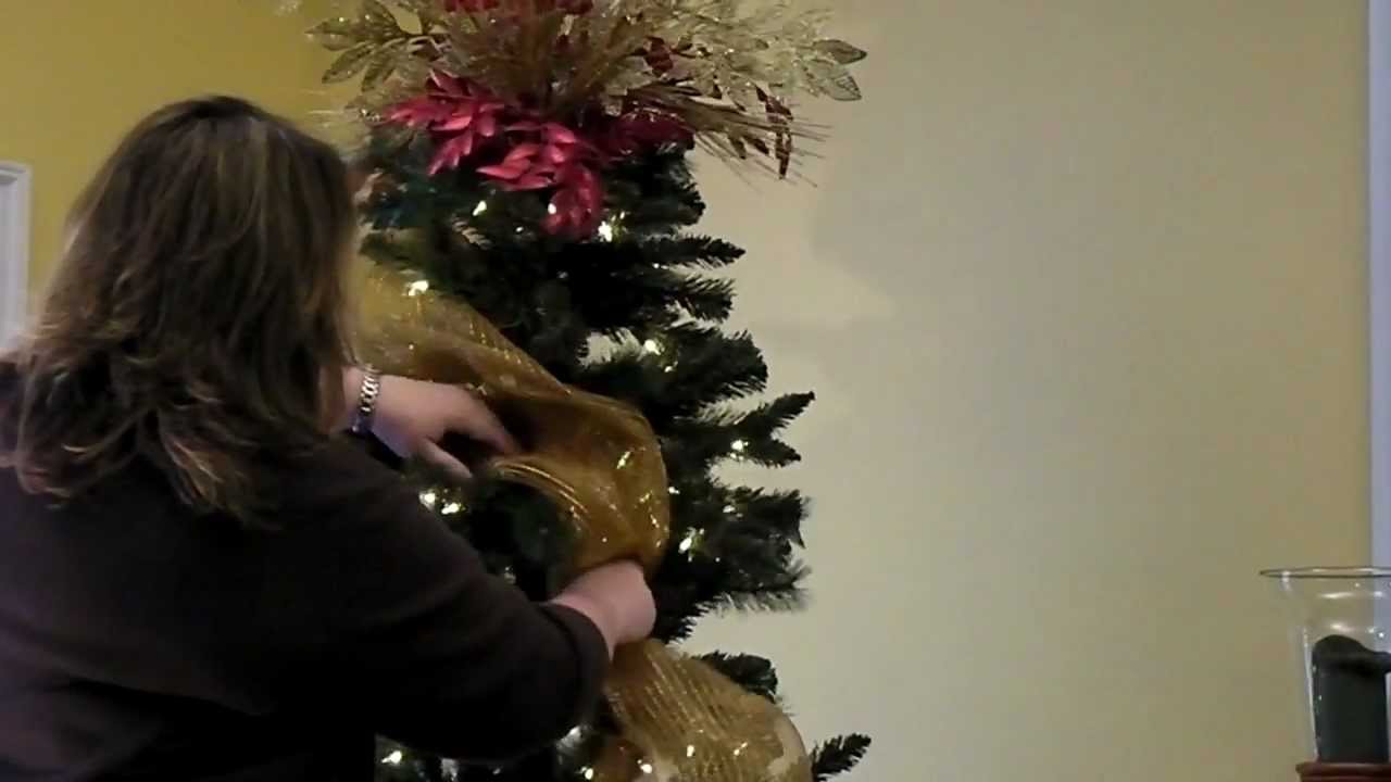 Add Deco Mesh To Christmas Tree Part 2