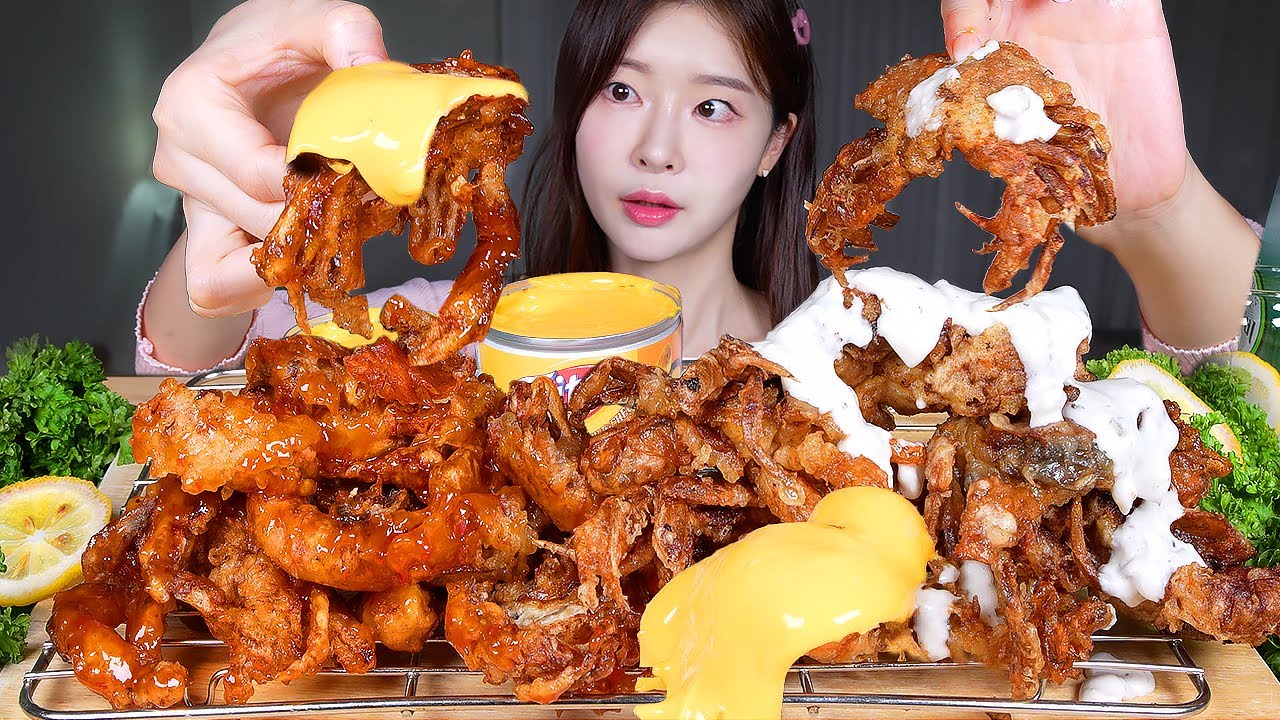 ASMR MUKBANG | Суперхрустящий☆ Мягкопанцирный краб в соусе чили и мягкопанцирный краб в соусе крем 🦀