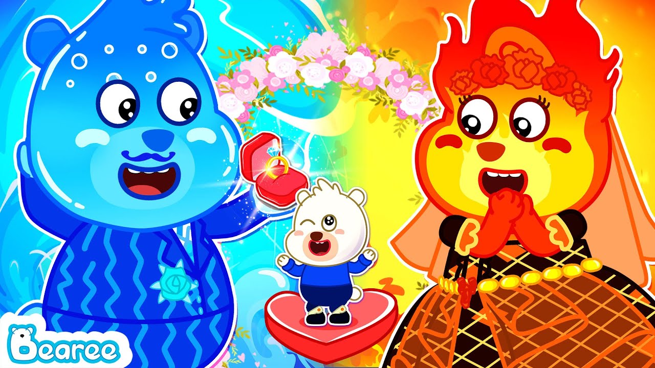 Bearee Tales 🐾  Water Dad vs Fire Mom Wedding🔥💧 Funny Cartoon For Kids | Bearee New Episodes