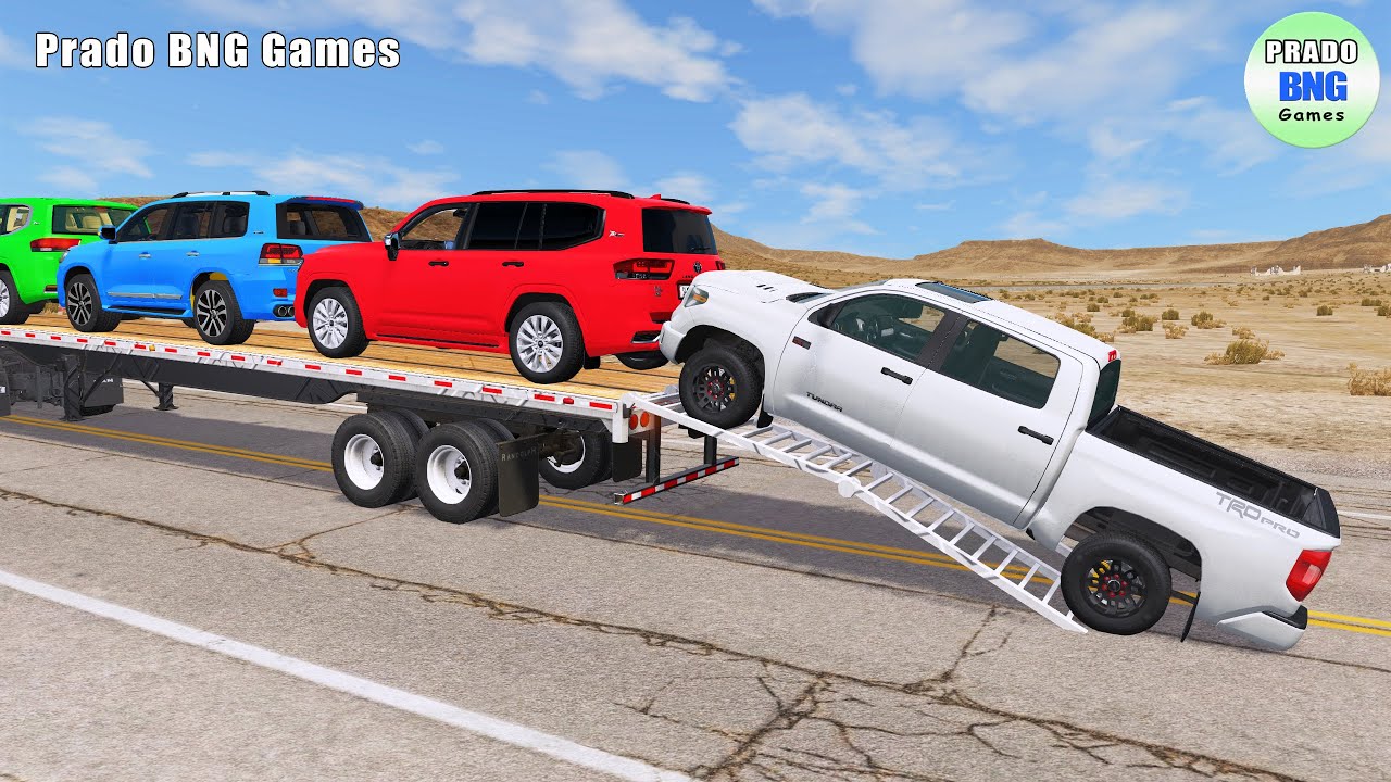 Toyota, Mercedes, тягач и Man: грузовик с бортовой платформой против поезда – BeamNG.drive 310