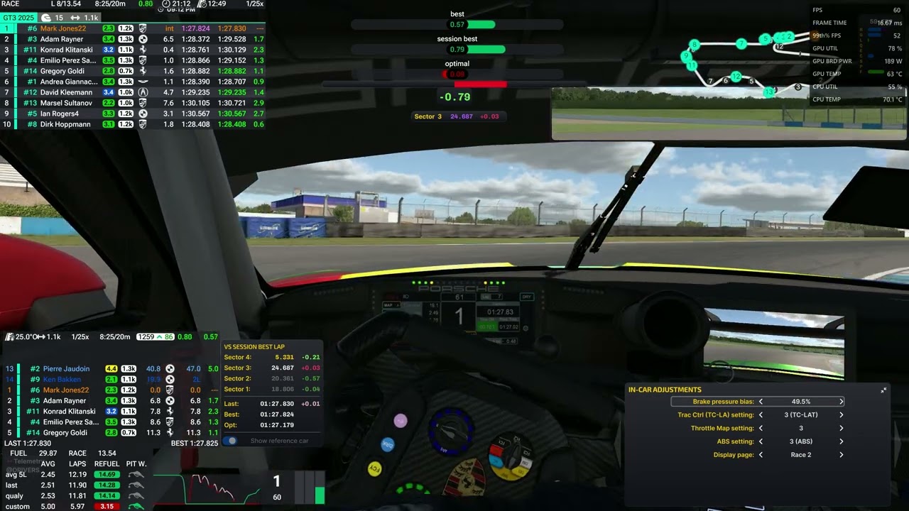 Iracing Porsche GT3 R  P5 Donington