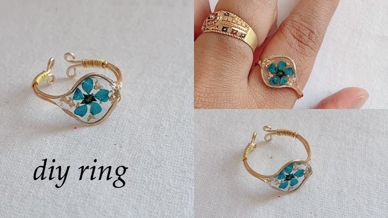 Diy ring/How To Make Finger ring using wire and resin /real flower resin ring/handmade ring
