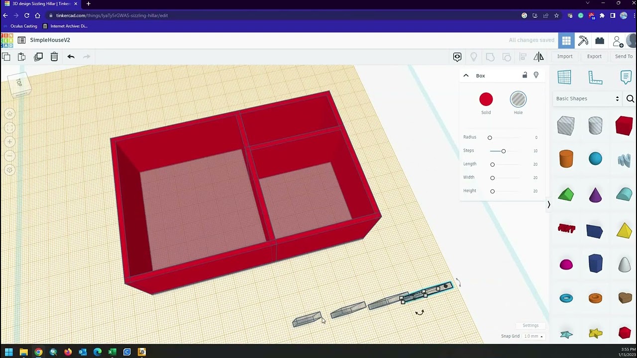 Create a 3D floor plan in Tinkercad