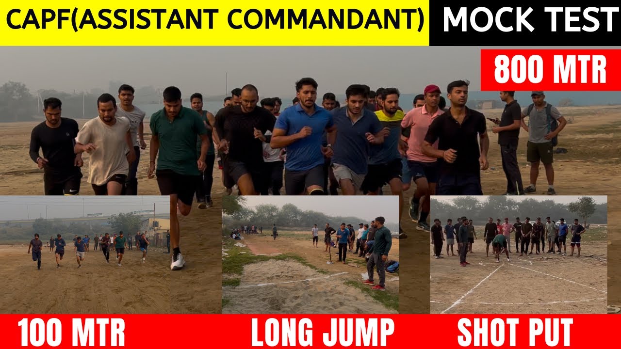 Capf (Assistant Commandant) full mock test 🏃 || 100mtr, 800mtr, long jump, shotput test ||