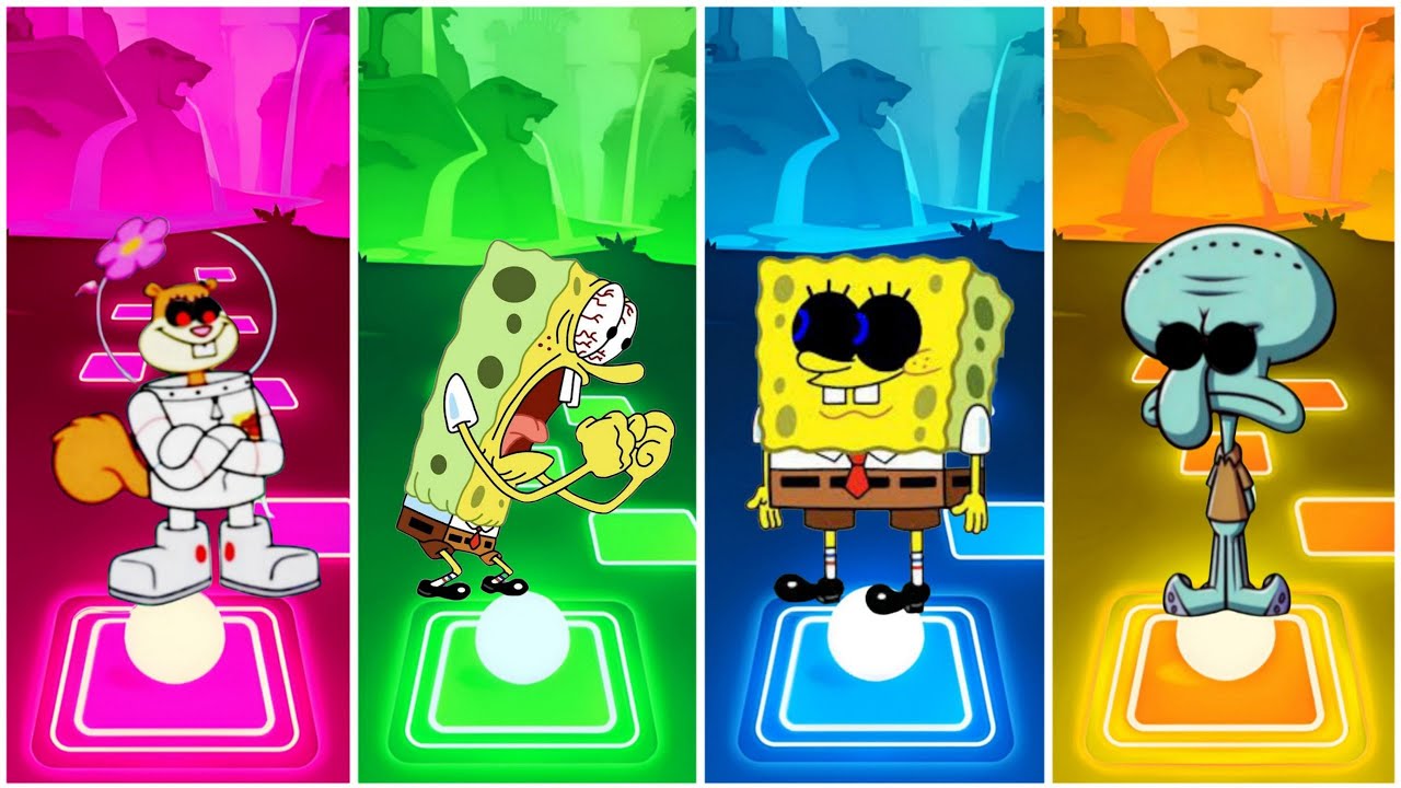 Sandy Cheeks Exe🆚Spongebob🆚Spongebob Exe🆚Squidward Exe | Tiles Hop