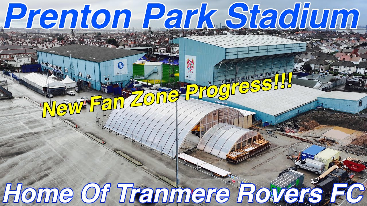 Tranmere Rovers FC - Prenton Park Stadium on 5.1.24. Looking at the new fan park development!