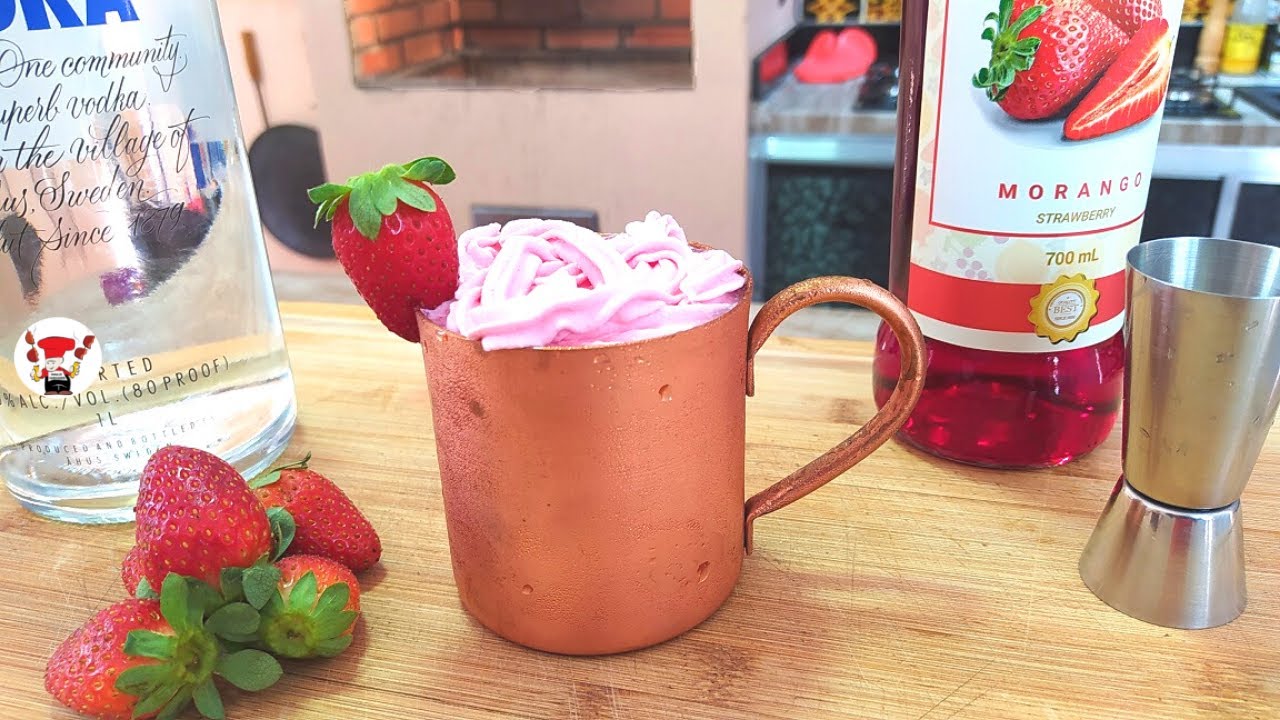 Como Fazer Moscow Mule Morango com Espuma Perfeito