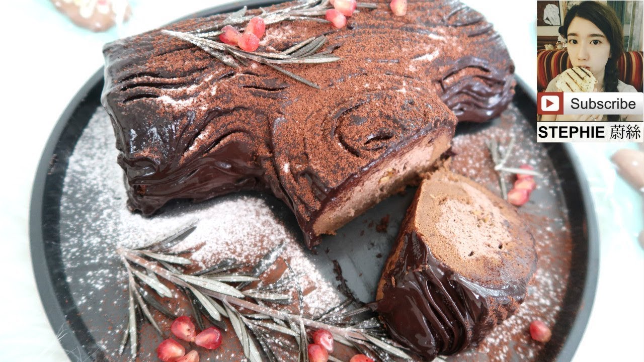 【MOCHA CHEESE YULE LOG CAKE RECIPE】 【摩卡乳酪樹桐蛋糕卷做法】 STEPHIE'S KITCHEN
