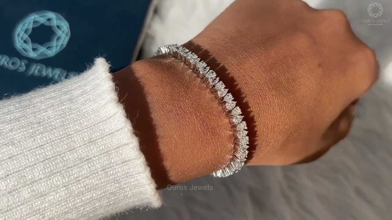 Pear Diamond Tennis Bracelet  | Pear Cut Lab Diamond  Bracelet @ourosjewels