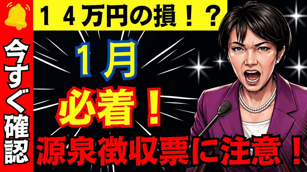 【要注意】1月の源泉徴収票に落とし穴！たった3つの見落としで14万円の損！？家族がいる人は必ずチェッ