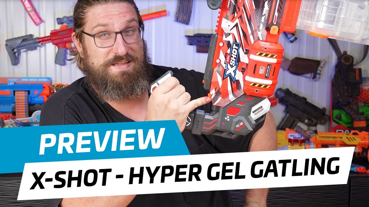 We got our hands on the X-Shot Hyper Gel Gatling prototype