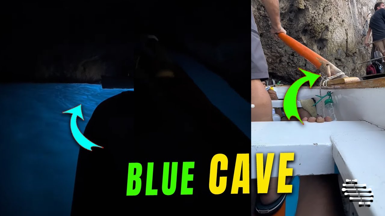 Boat Navigating the Wondrous Blue Cave with a Unique Entry