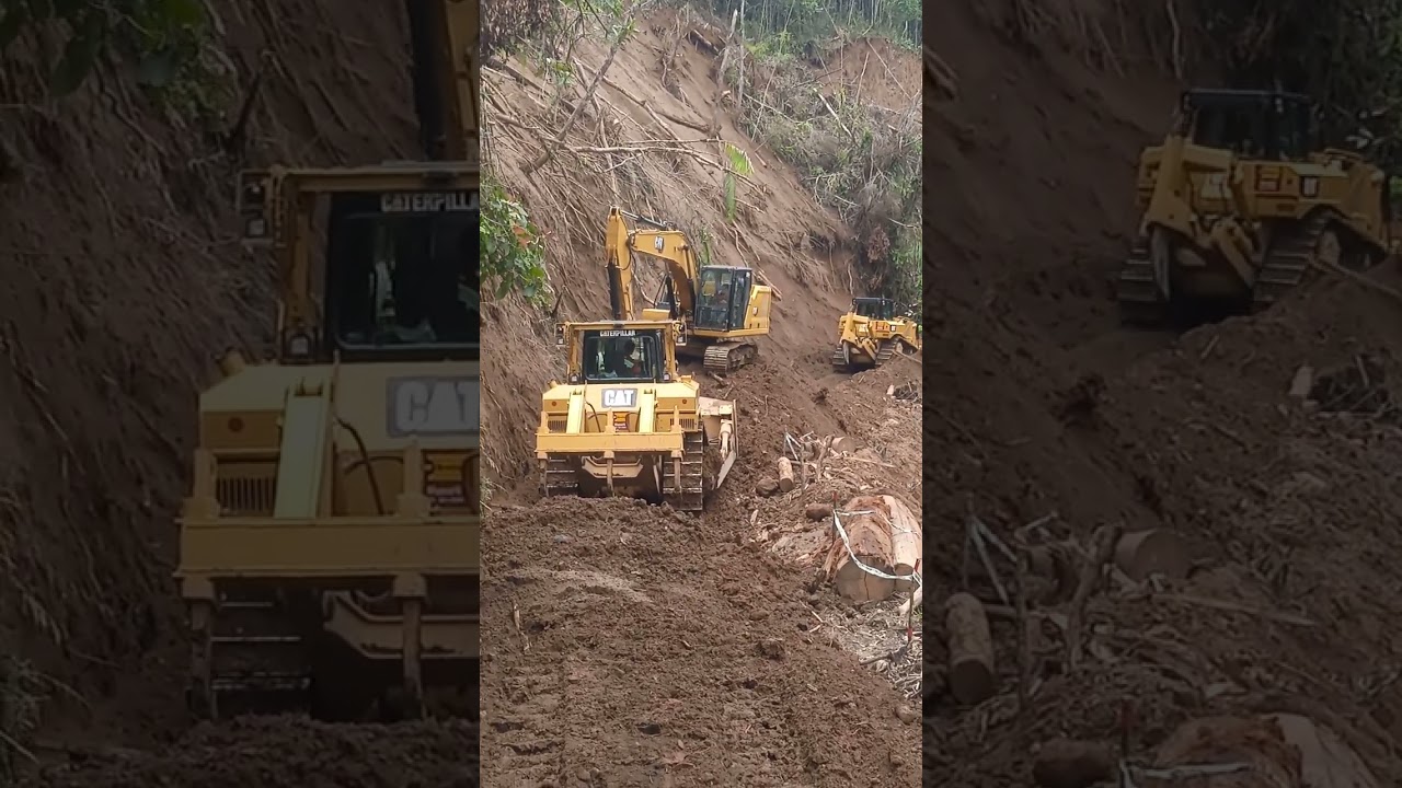 Heavy operation CATERPILLAR D7R and 320 EXCAVATOR