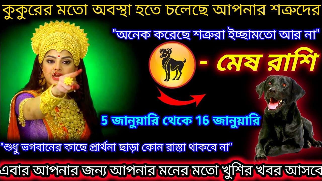 মেষ রাশি♈কুকুরের মত অবস্থা হতে চলেছে শত্রুদের | ইচ্ছামতো খুশির খবর | 5 January - 16 January 2026