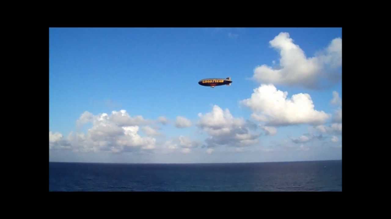 Goodyear Blimp Spirit of Innovation Over the Atlantic Ocean