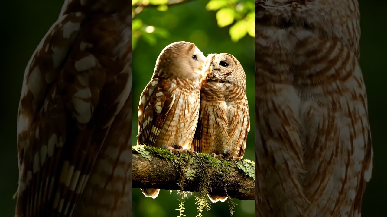 Beautiful Owl Couple Loving Each Other | Rare Romantic Moment in the Wild 🦉💖