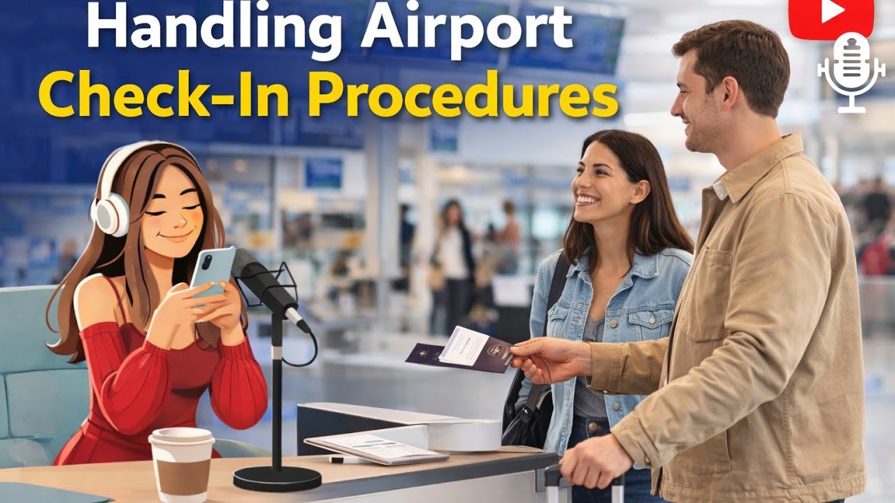 English Speaking Podcast for Easy Conversation in Daily Life || Handling check in at the airport