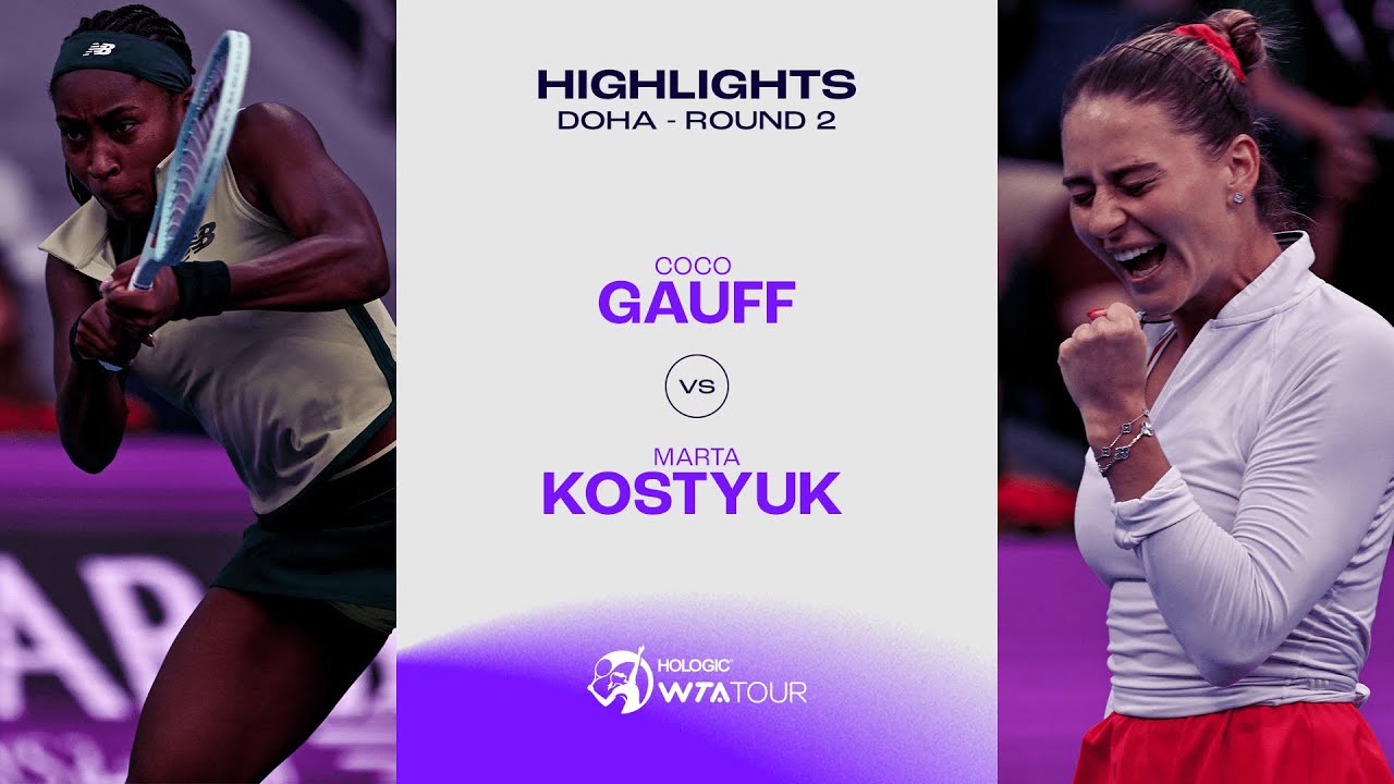 Coco Gauff vs. Marta Kostyuk | 2025 Doha Round 2 | WTA Match Highlights