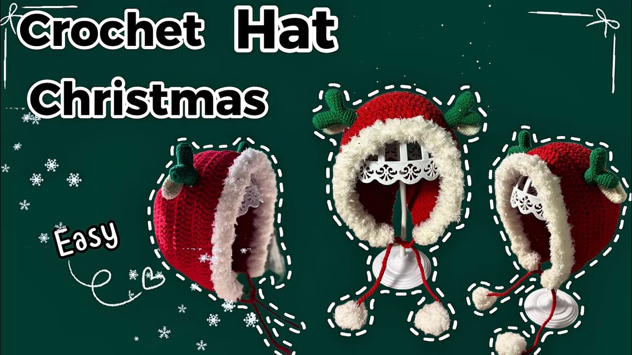 Easy Crochet Christmas Hat | How To Crochet Santa Hat Tutorial for Beginner