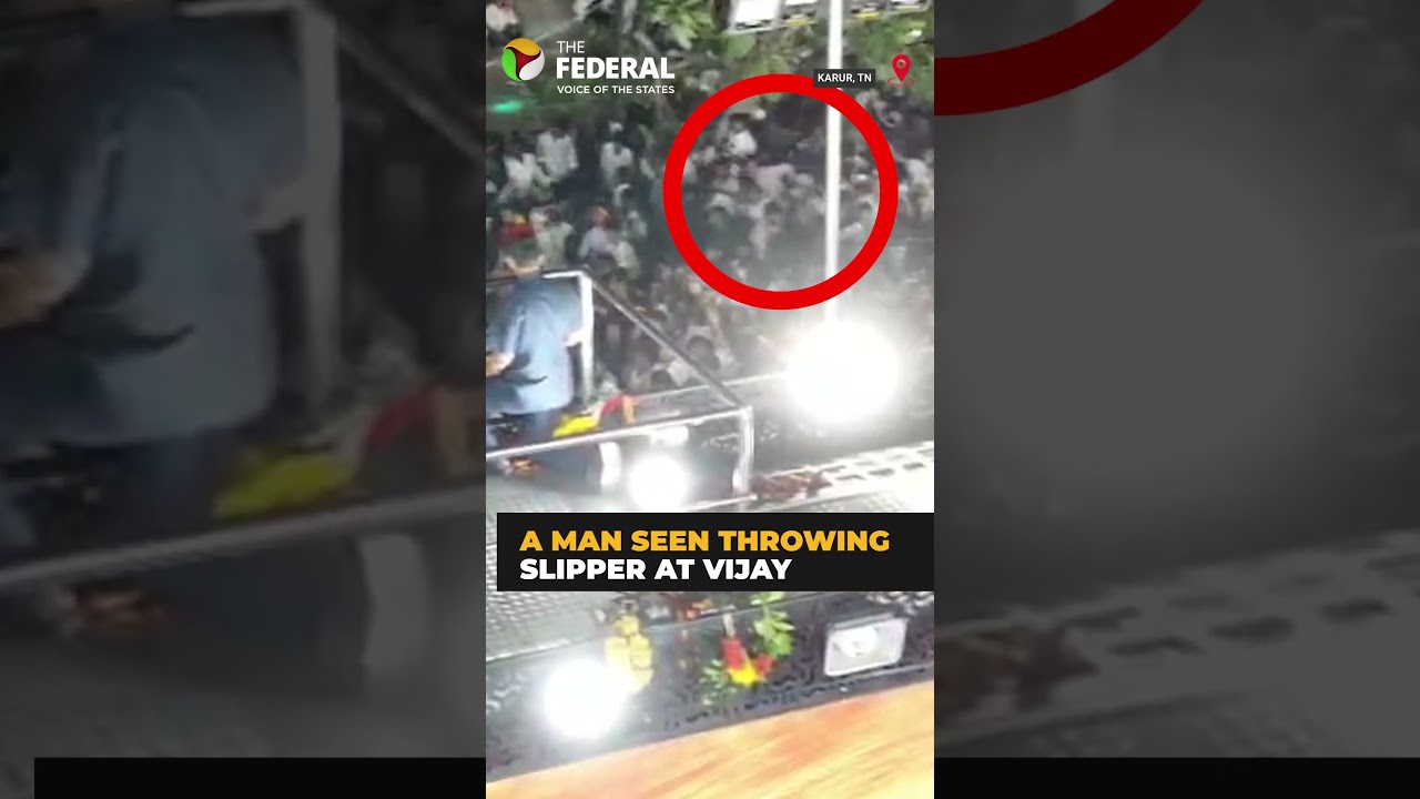 New visuals emerge of slipper-throwing at Vijay&rsquo;s Karur rally | #shorts