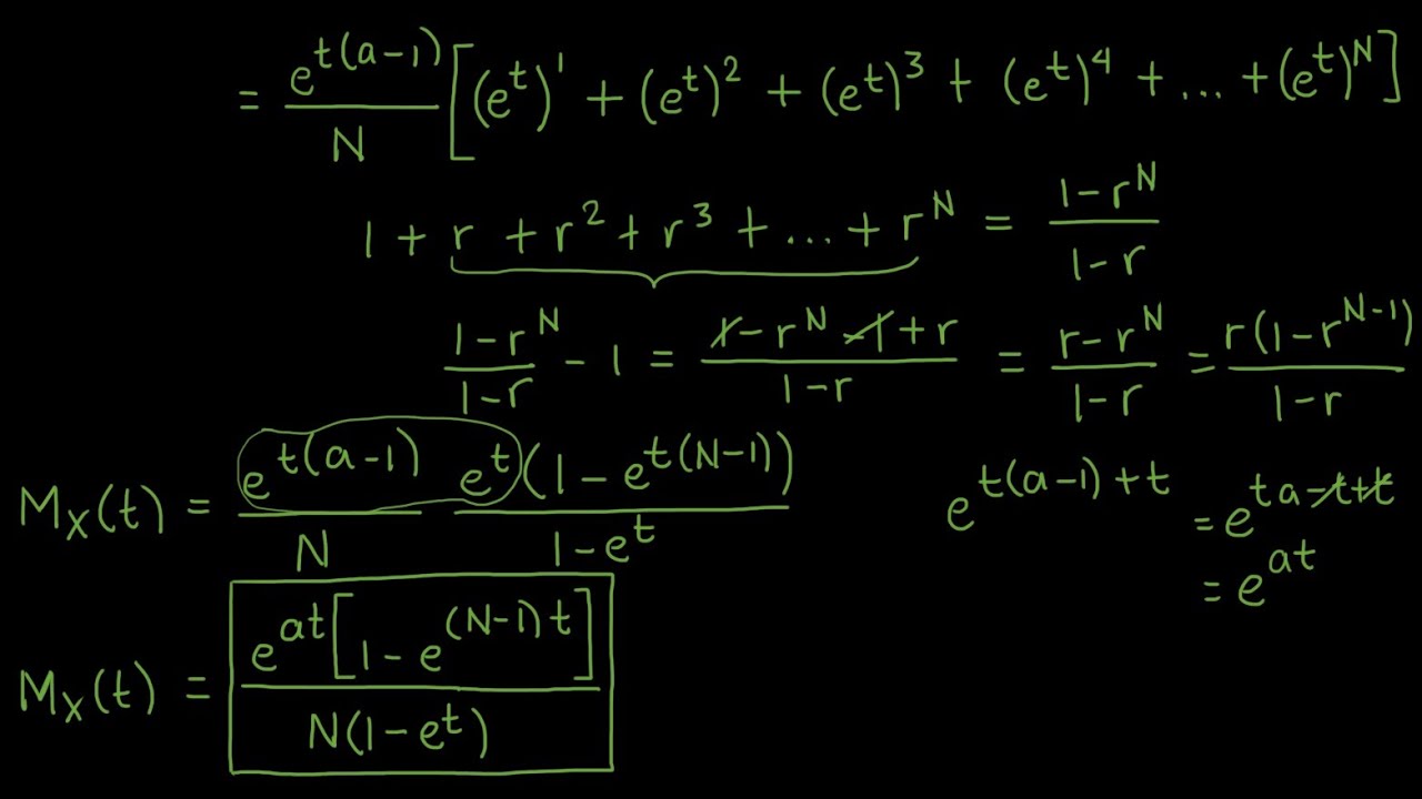 Discrete Uniform Distribution   Derivation of MGF (in English)
