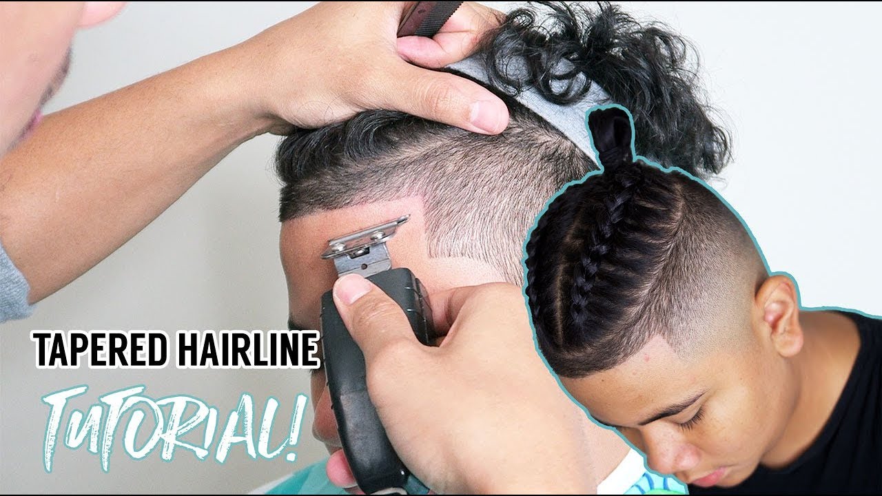 💈 HOW TO DO A TAPERED HAIRLINE | BRAIDED MAN BUN