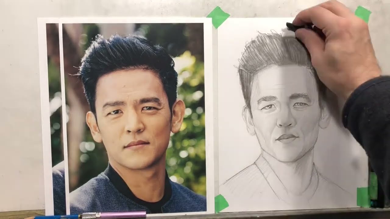 John Cho drawing from my Patreon Draw-Along