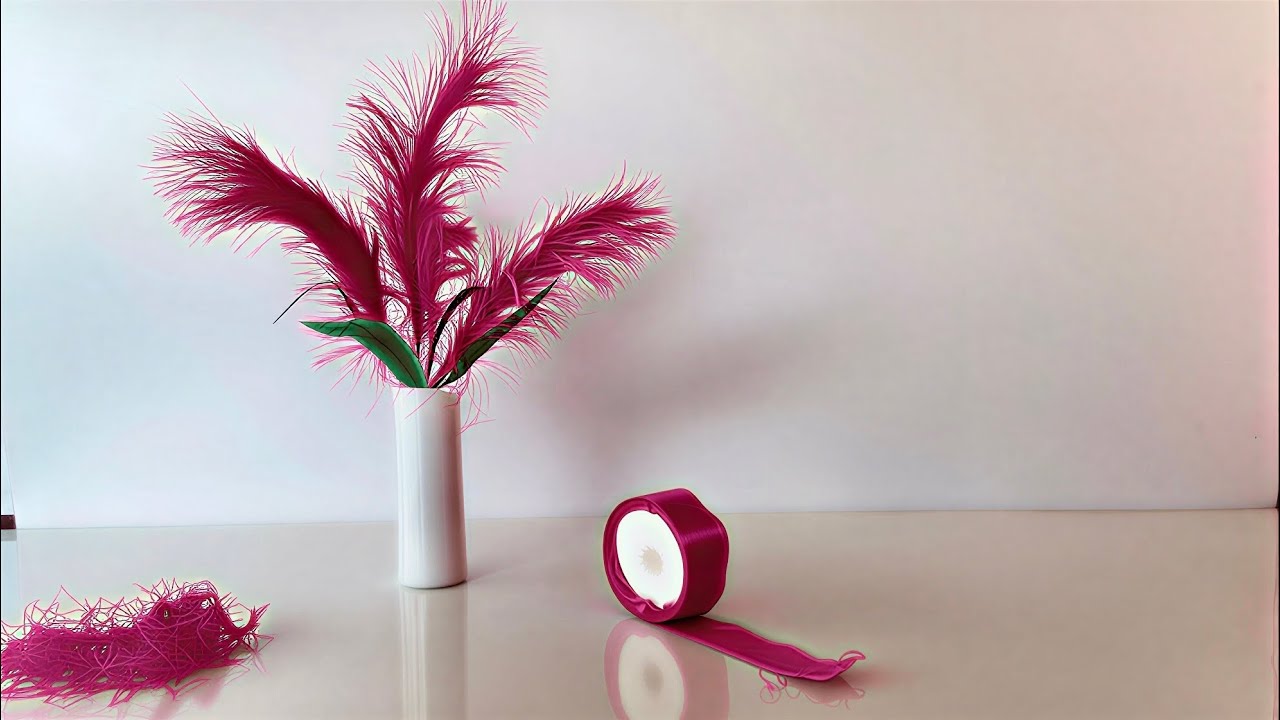 DIY Feather Flower Vase | Easy Mini Home Decoration Craft | Aesthetic DIY #viral #diy #gift #youtube