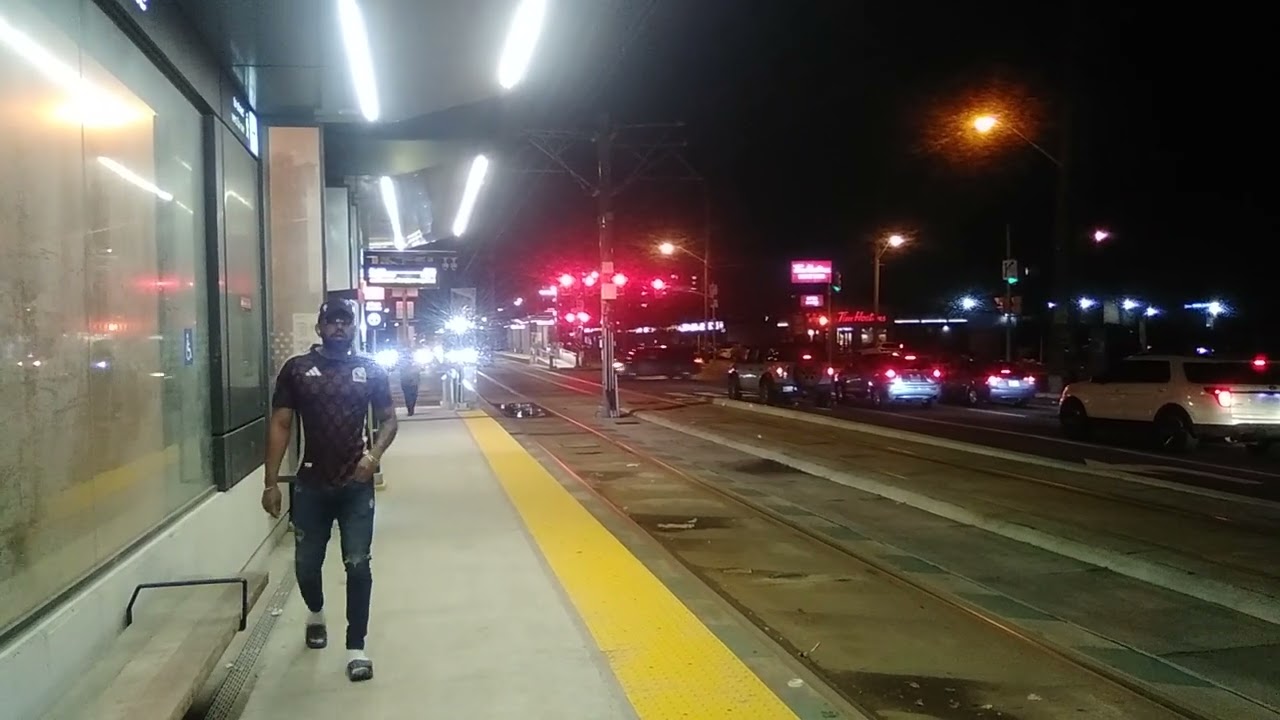 VID finch west lrt train at milvan rumike stop eastbound to finch west station