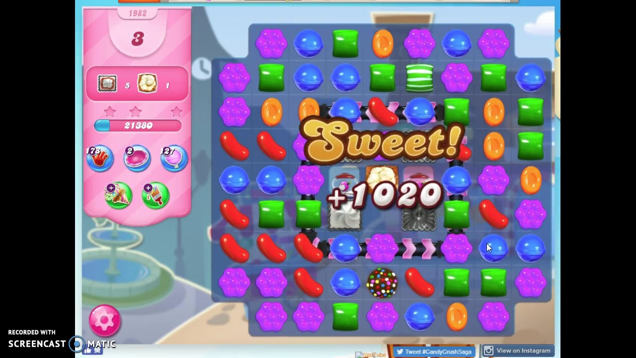 Candy Crush Level 1982 Audio Talkthrough, 2 Stars 0 Boosters