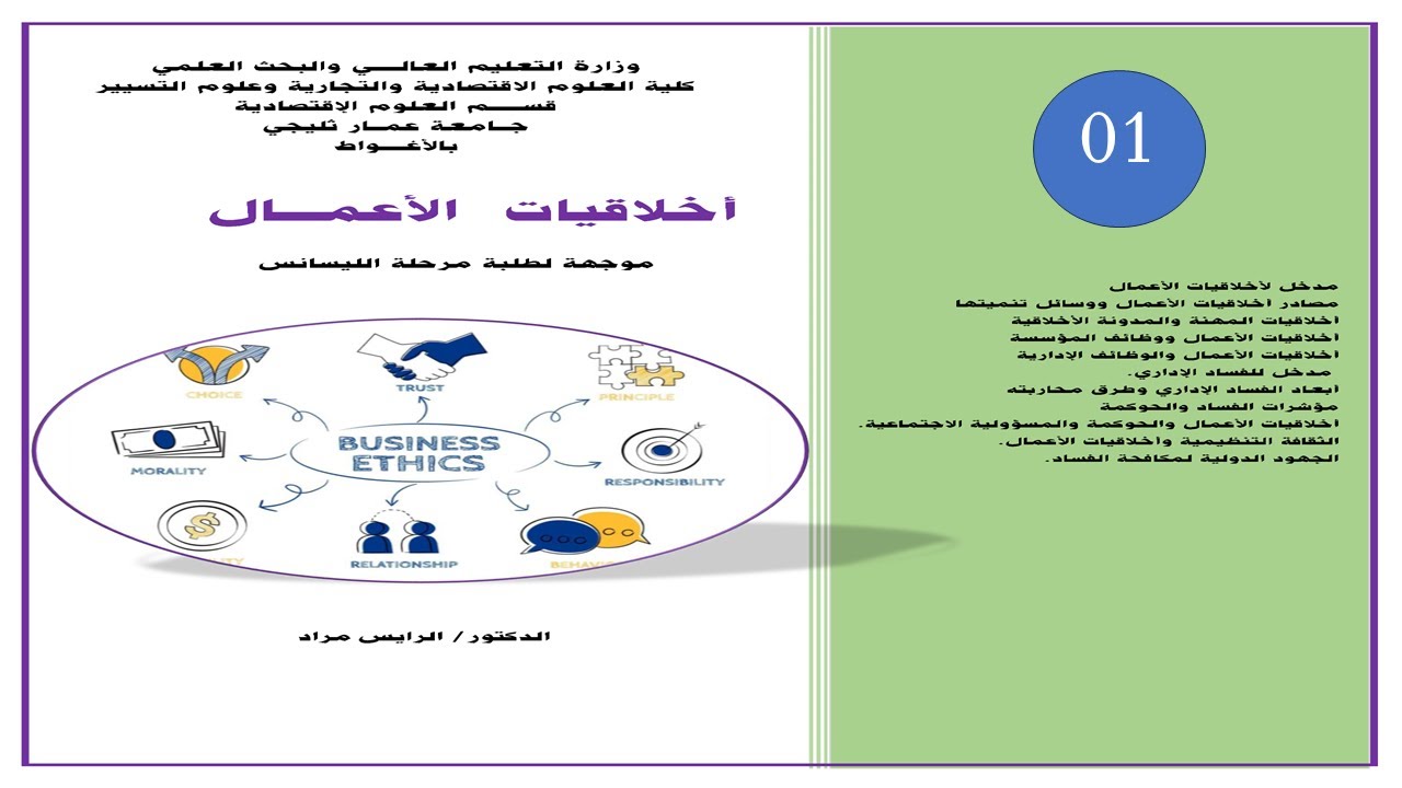 المحاضرة الأولى - ماهية أخلاقيات الأعمال
