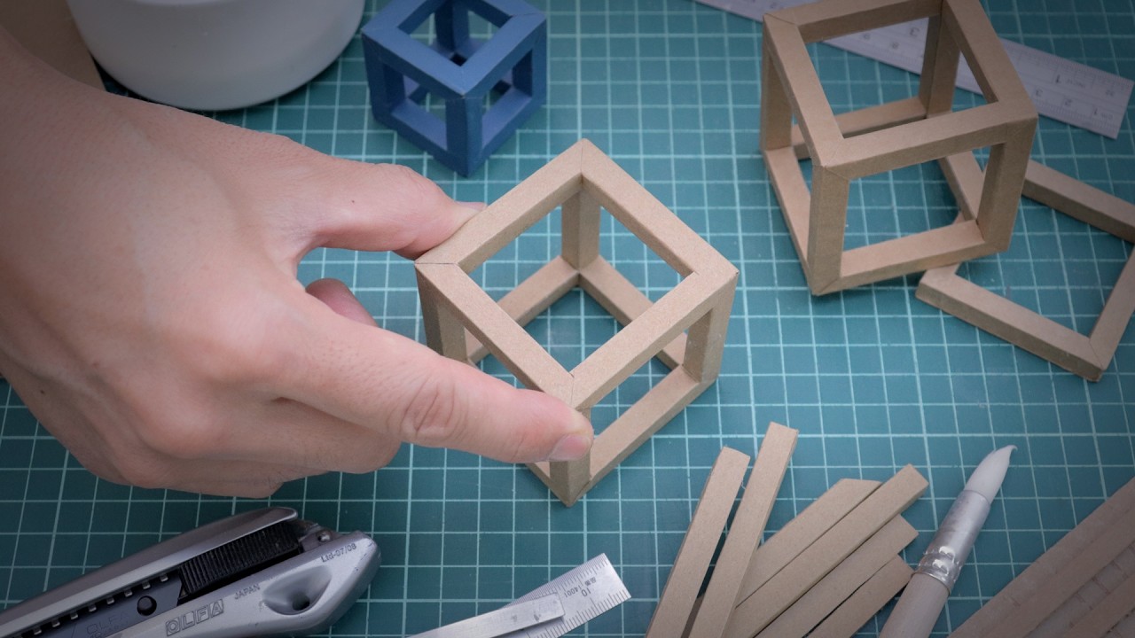Cardboard DIY | How to Make a Cube Frame from Corrugated Cardboard #cardboardcraft #cube #geometric