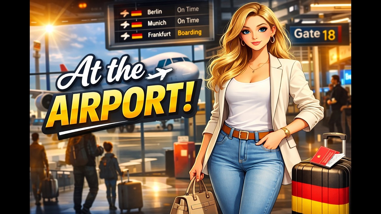 German at the Airport ✈️ | Part 1 | Easy German for Beginners (A1-A2) | Animated Story